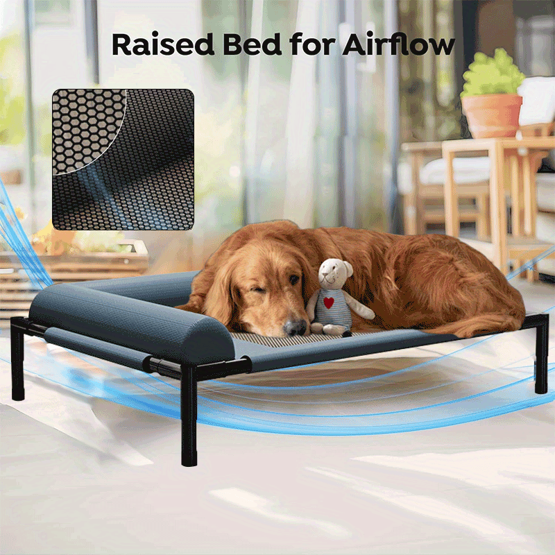 Cooling Raised Dog Bed with Pillow Support - Kimora