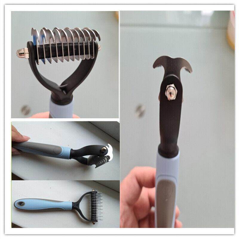 Grooming Brush For Pet Dog Cat Deshedding Tool Rake Comb Fur Remover Reduce 2-Side Dematting Tool For Dogs Cats Pets Grooming Brush Double Sided Shedding And Dematting Undercoat Rake Hair Removal Comb - Kimora