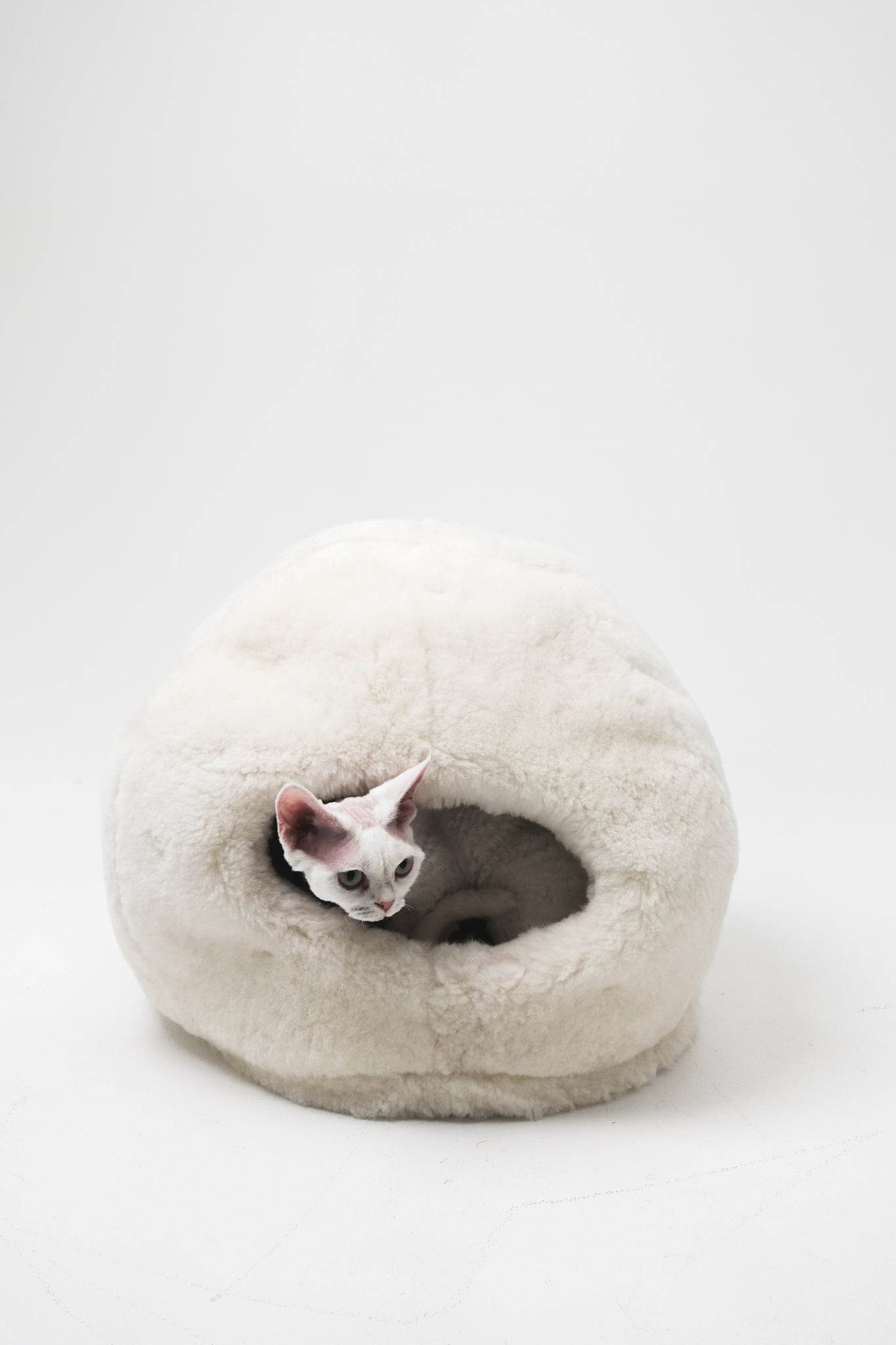 Nest Natural Sheepskin Pet Bed - White - Kimora
