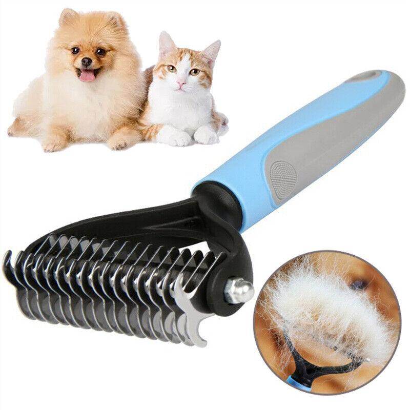 Grooming Brush For Pet Dog Cat Deshedding Tool Rake Comb Fur Remover Reduce 2-Side Dematting Tool For Dogs Cats Pets Grooming Brush Double Sided Shedding And Dematting Undercoat Rake Hair Removal Comb - Kimora