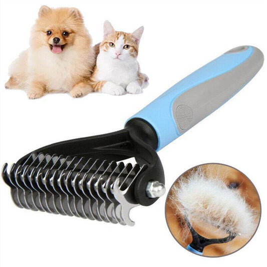 Grooming Brush For Pet Dog Cat Deshedding Tool Rake Comb Fur Remover Reduce 2-Side Dematting Tool For Dogs Cats Pets Grooming Brush Double Sided Shedding And Dematting Undercoat Rake Hair Removal Comb - Kimora